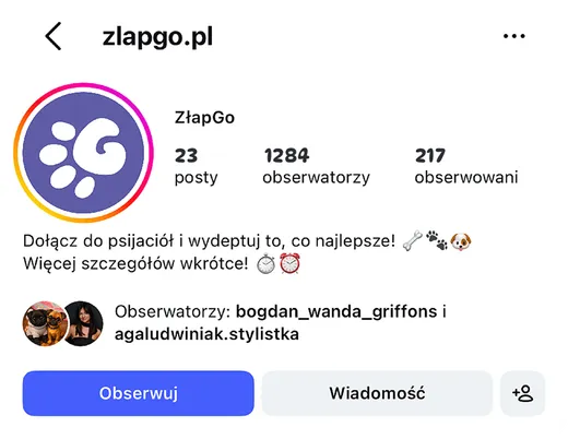 Profil ZłapGo na Instagramie